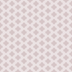 Subtle vector seamless pattern with simple geometric shapes, regular grid. Abstract geometric texture in soft pastel colors, pale purple and beige. Funky repeat background. Design for decor, textile