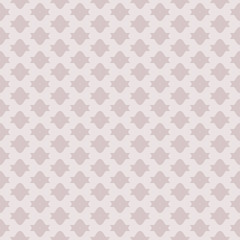Fototapeta premium Subtle vector seamless pattern with simple geometric shapes, regular grid. Abstract geometric texture in soft pastel colors, pale purple and beige. Funky repeat background. Design for decor, textile