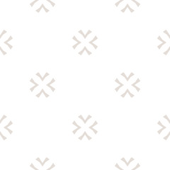 Obraz premium Subtle texture. Abstract minimalist seamless pattern in white and light beige colors. Elegant minimal geometric background with crosses, snowflakes, floral shapes. Delicate repeat design. Stock vector