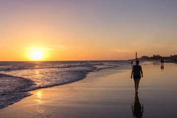 Fototapeta premium Sunset at Dunes of Maspalomas in Gran Canari (Canary Islands)