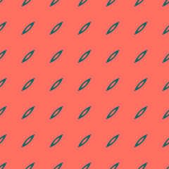 Bright colorful geometric seamless pattern. Simple vector abstract texture with small ovate shapes, seeds. Dark green and coral color. Minimalist funky background. Summer style repeat design