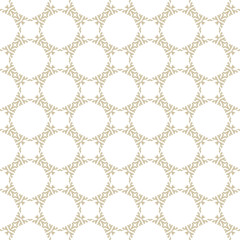 Golden vector geometric seamless pattern. Abstract floral ornamental background, repeat tiles, diamonds, stars, grid, net, lattice. Abstract white and gold ornament texture. Oriental style design