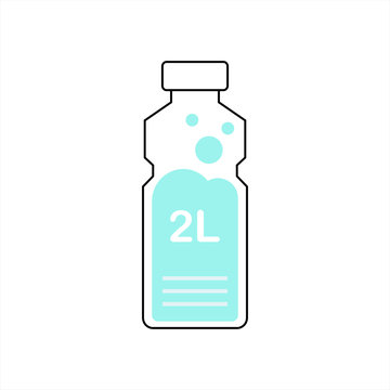 A bottle of water with the number 2l on it. Daily intake norm. Icon vector illustration.