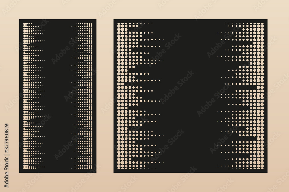 Poster laser cut panel. vector template with modern minimal geometric pattern, halftone dots ornament, grid