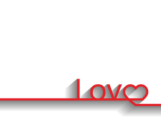 Valentines card with line Love heart lettering Background, vector