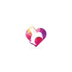 Bird in heart shape logo design. Love bird logo vector design. 