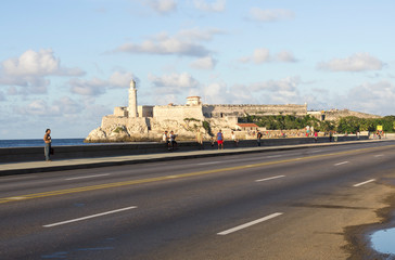 El Malecon and Castillo de los Tres Reyes del Morro Havana Cuba