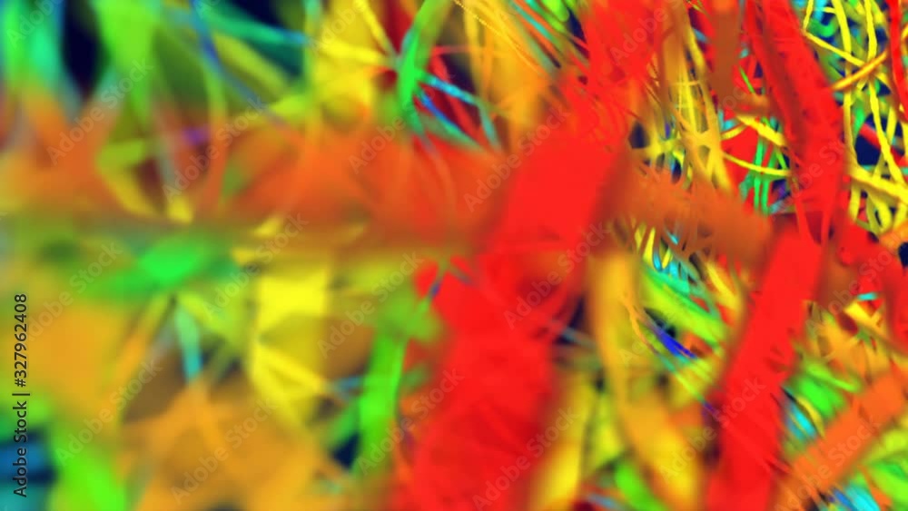Poster multicolored animated lines on a black background. rainbow abstract background. 3d render