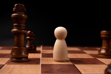 New business leader confrontation with king chess is a challenge for new business player, strategy...
