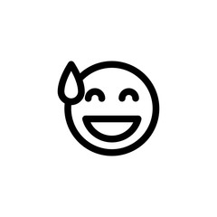 Sorry Smile with Sweat Regret Emoticon Icon Vector Illustration. Outline Style.