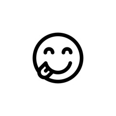 Delicious Hungry Emoticon Icon Vector Illustration. Outline Style.