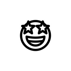 Star Exciting Happy Emoticon Icon Vector Illustration. Outline Style.