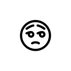 Sad Disappointed Emoticon Icon Vector Illustration. Outline Style.