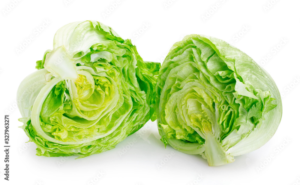 Poster Fresh iceberg lettuce on white background