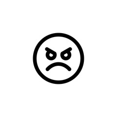 Furious Face Emoticon Icon Vector Illustration. Outline Style.