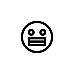Smile Grin Face Emoticon Icon Vector Illustration. Outline Style.