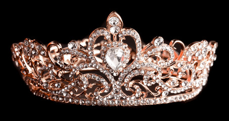 Rose Gold Crown Isolated on a Black Background