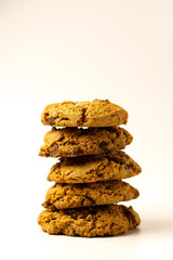 Fototapeta na wymiar chocolate chip cookies isolated on white background