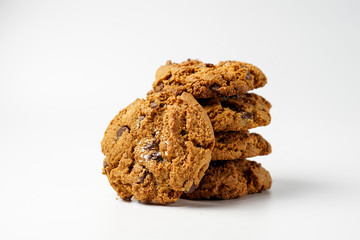 chocolate chip cookies isolated on white background