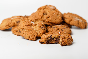 chocolate chip cookies isolated on white background