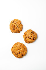 chocolate chip cookies isolated on white background