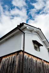 An old Japanese warehouse with white wall in Japan(Notes; property release is not needed, which was confirmed by the owner of the building, Sanda city