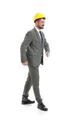 Male engineer on white background