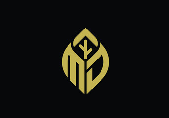 Initial letter M and D with abstract leaf logo sign symbol