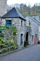 Fototapeta na wymiar The beautiful old houses of Lehon near Dinan in Brittany. France