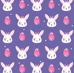 Happy easter eggs and rabbits background vector design