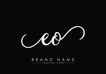 E O Initial handwriting logo vector, Handwriting logo design with Brush, Logo for fashion, team, wedding, luxury logo. y logo. SS initial logo