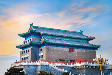 The Archery Tower of Qianmen or Zhengyangmen Gate in Beijing, China