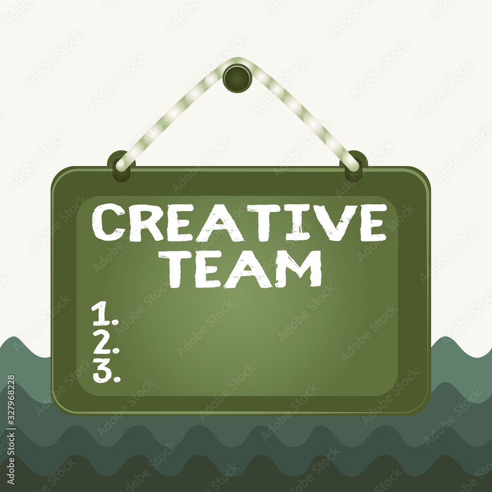 Poster conceptual hand writing showing creative team. concept meaning group of showing that comes up with t