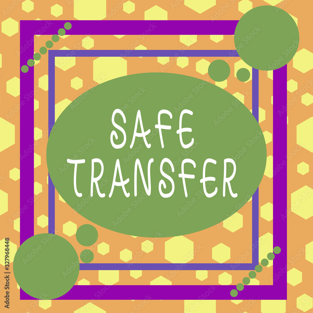Poster handwriting text writing safe transfer. conceptual photo electronic funds transfer from one demonstr