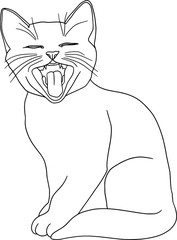 Illustration cat opening mouth
