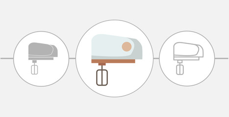 kitchen mixer flat icon. solid and line icons