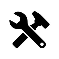 Wrench and hammer, tools icon designed in glyph style