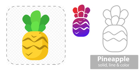 pineapple vector illustration flat, solid, line icon