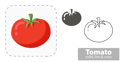tomato vector illustration flat, solid, line icon