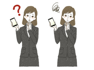 スーツの女性-スマートフォン-疑問・不満
