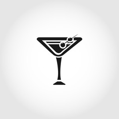 cocktail with olives in triangular glass icon