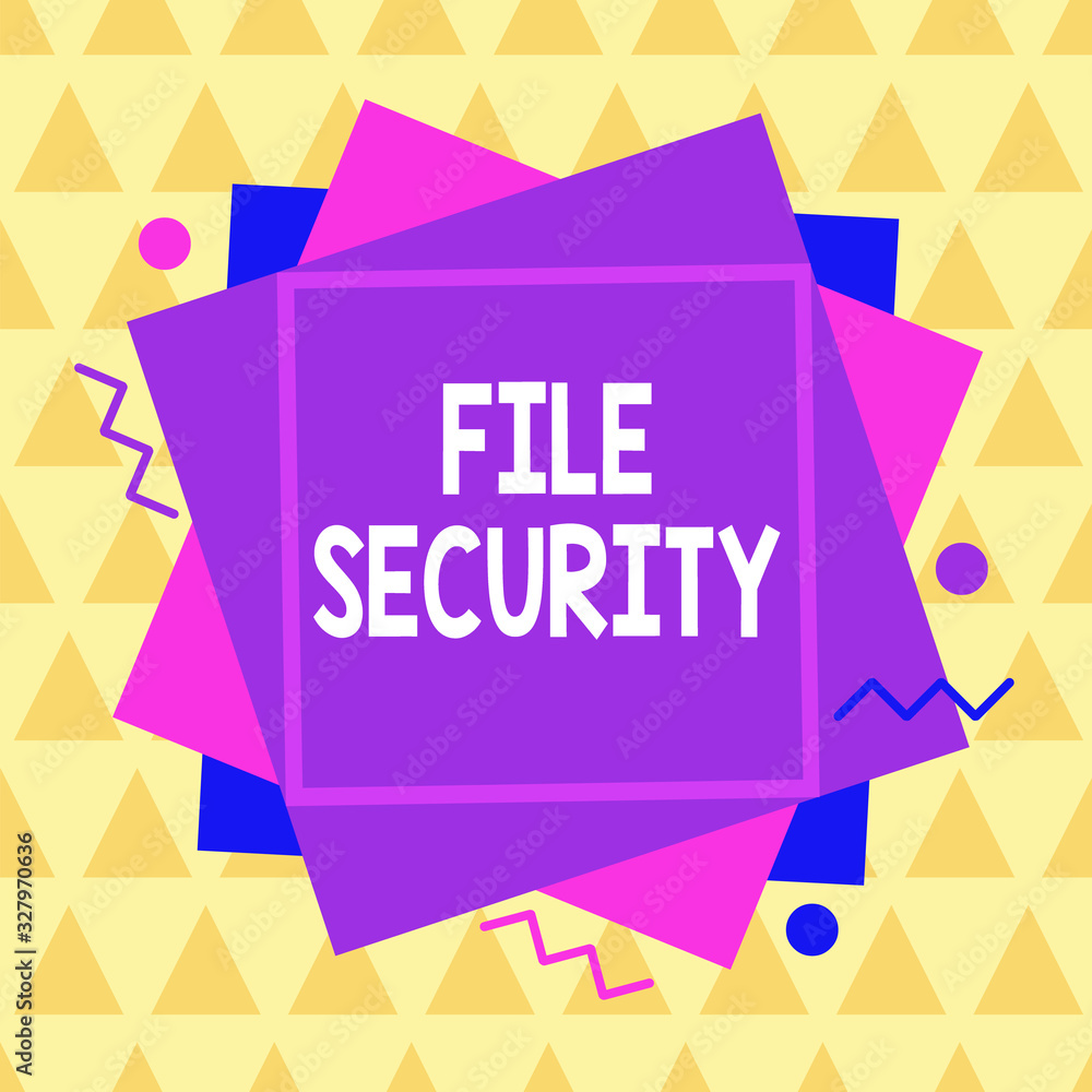  conceptual hand writing showing file security. concept meaning protecting digital data such as those
