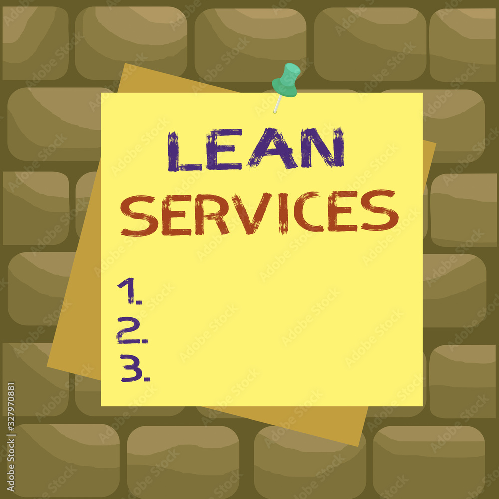 Poster handwriting text lean services. conceptual photo application of the lean manufacturing concept to op