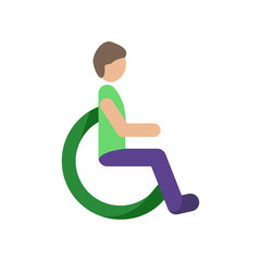 Disabled man flat icon. vector illustration.