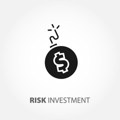 RISK INVESTMENT icon. money lost icon