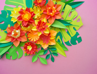 Obraz premium Paper craft Flower Decoration Concept.