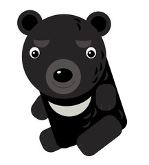 cartoon asian scene with himalayan bear on white background - illustration