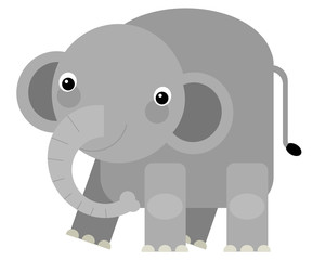 cartoon asian scene with elephant on white background with sign name of animal - illustration