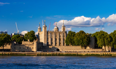 Tower of London viewed from the north shore of the River Thames