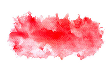 red splash of paint watercolor on white background.